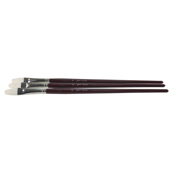 Sax True Flow Optimum White Taklon Paint Brushes, Flat, Size 8, Pack of 3 PK 1567546